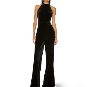 1.Property Elegant Black Velvet Jumpsuit